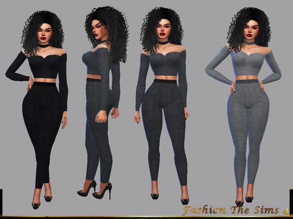 Sims 4 Grayscale style Estela outfit by LYLLYAN at TSR