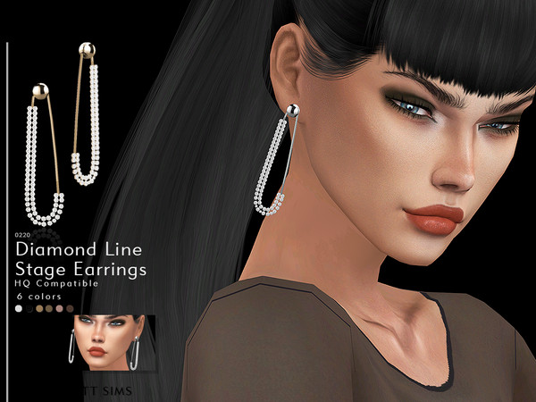 Sims 4 Diamond Line Stage Earrings by DarkNighTt at TSR