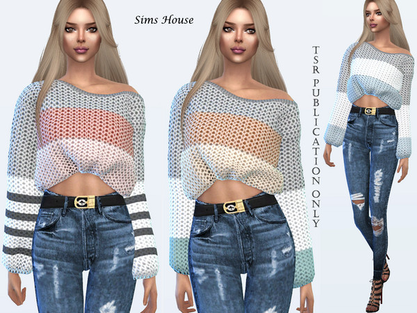 Sims 4 Womens voluminous color block sweater by Sims House at TSR