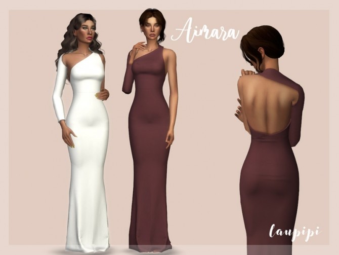 Sims 4 Aimara long dress by laupipi at TSR