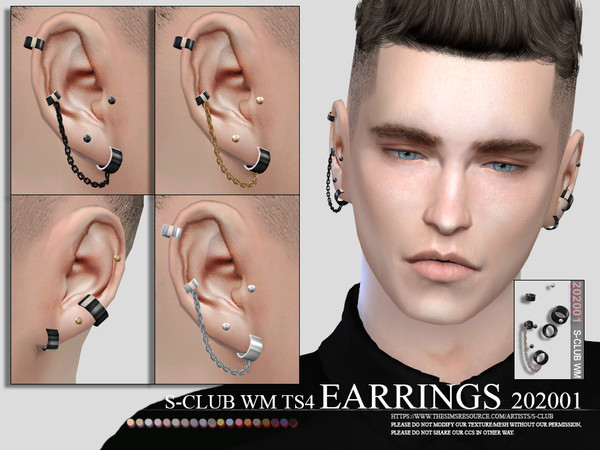 Sims 4 EARRINGS 202001 by S Club WM at TSR