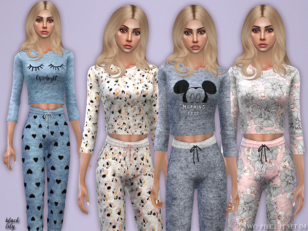 Sims 4 Two Piece PJ Set 04 by Black Lily at TSR