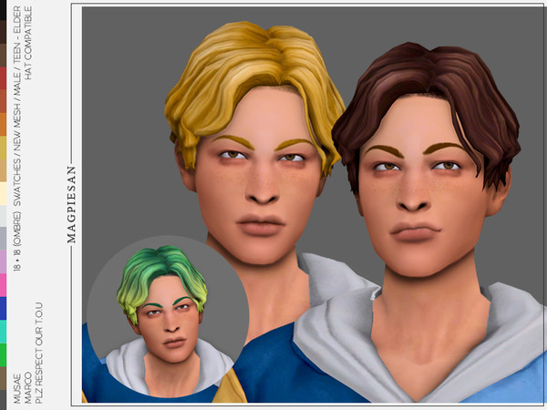 Sims 4 Marco Hair by magpiesan at TSR