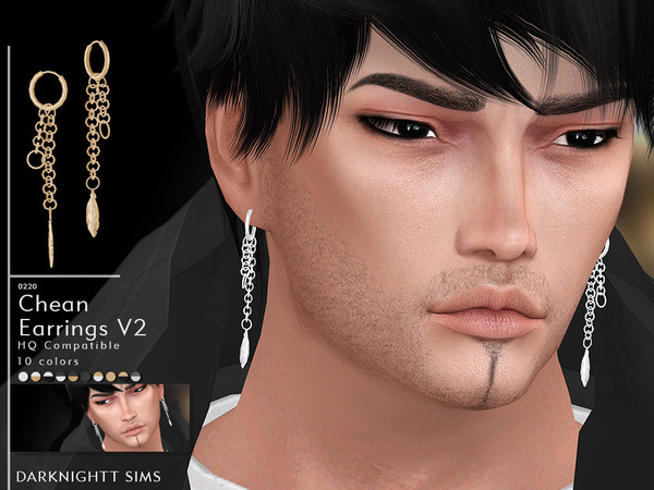 Sims 4 Chean Earrings V2 by DarkNighTt at TSR