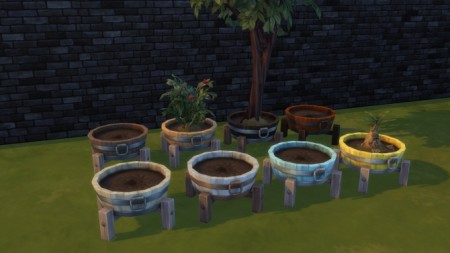 Barrel planter pot by Serinion at Mod The Sims