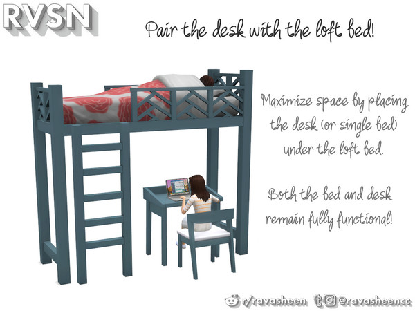 Sims 4 Thats What She Bed   Bunk Bed Series by RAVASHEEN at TSR