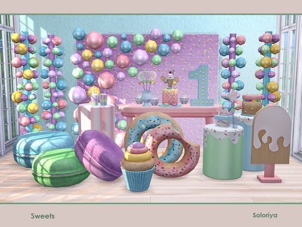 Sims 4 Sweets party set by soloriya at TSR