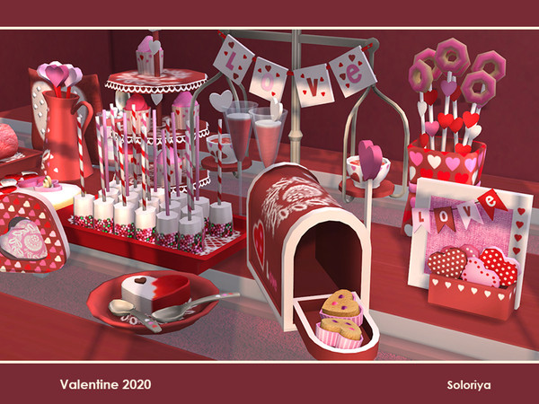 Sims 4 Valentine 2020 set of decorative food by soloriya at TSR