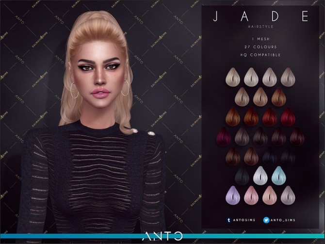 Sims 4 Jade Hairstyle by Anto at TSR
