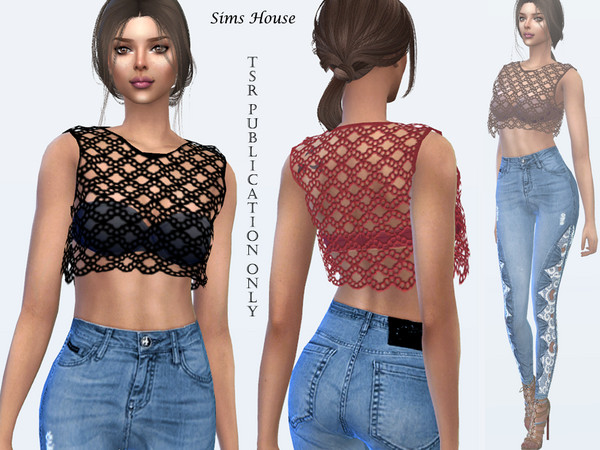 Sims 4 Lace short top by Sims House at TSR