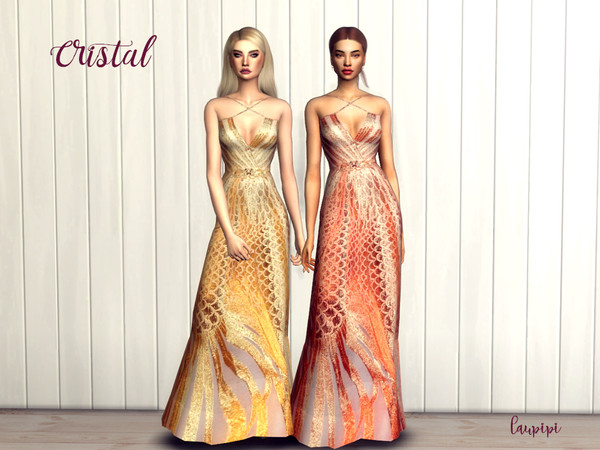 Sims 4 Cristal embellished dress by laupipi at TSR