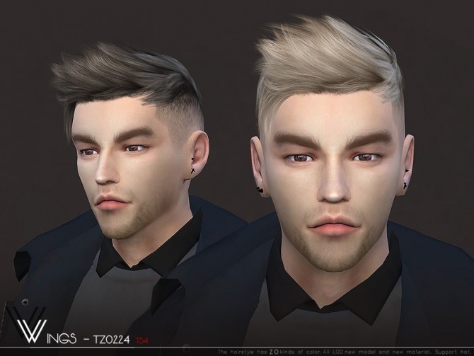 Sims 4 WINGS TZ0224 hair by wingssims at TSR
