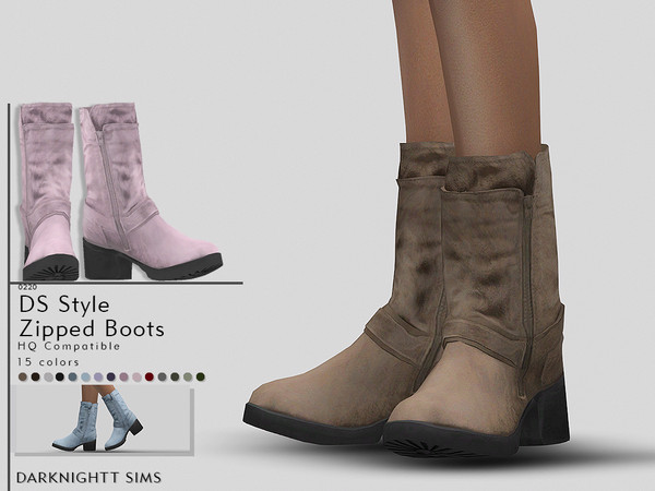 Sims 4 DS Style Zipped Boots by DarkNighTt at TSR