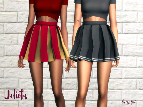 Sims 4 Julieta pleated high waisted skirt by laupipi at TSR