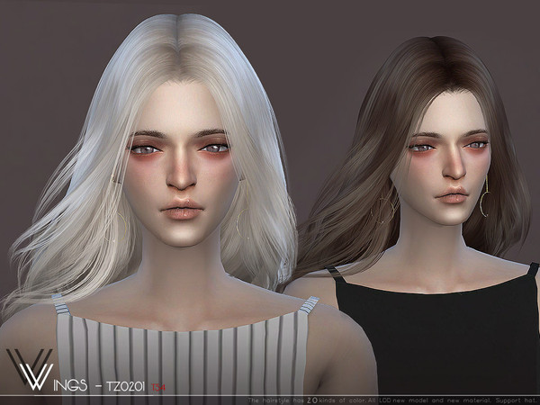 Sims 4 WINGS TZ0201 hair by wingssims at TSR