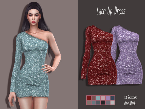Sims 4 LMCS Lace Up Dress by Lisaminicatsims at TSR