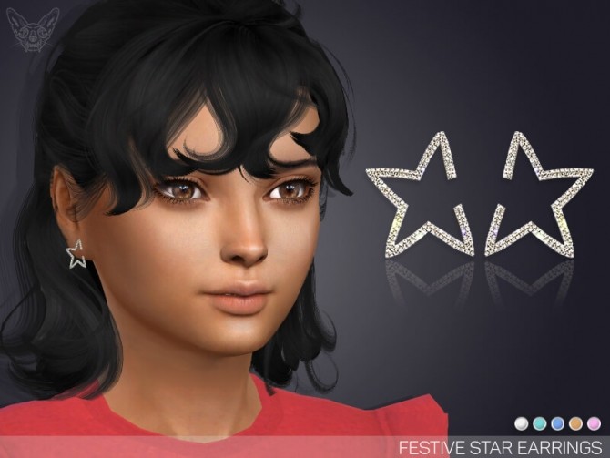 Sims 4 Festive Star Earrings For Kids at Giulietta