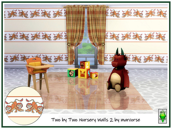 Sims 4 Two by Two Nursery Walls by marcorse at TSR