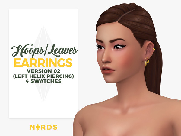 Sims 4 Hoops & Leaves Earrings V2 by Nords at TSR
