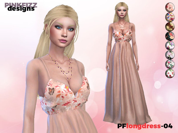 Sims 4 Long Dress PF04 by Pinkfizzzzz at TSR