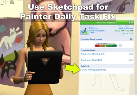 Use Sketchpad for Painter Daily Task Fix by FerrisWheelable at Mod The Sims