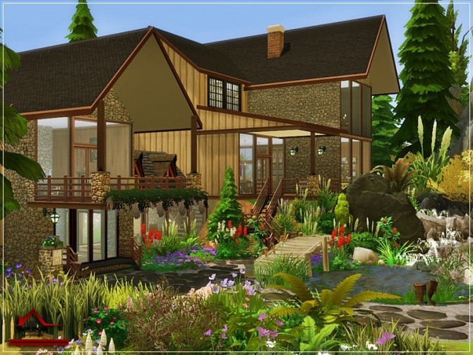 Sims 4 Wrzos traditional house No CC by marychabb at TSR