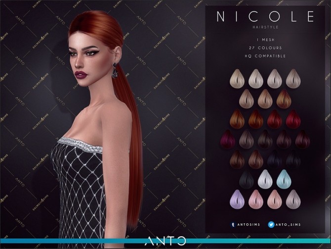 Sims 4 Nicole Hairstyle by Anto at TSR