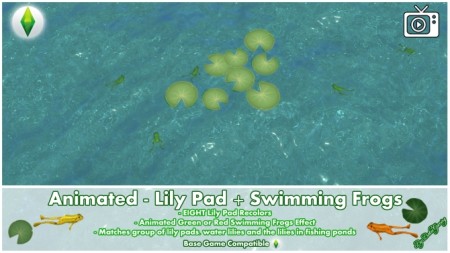 Animated Lily Pad + Swimming Frogs by Bakie at Mod The Sims