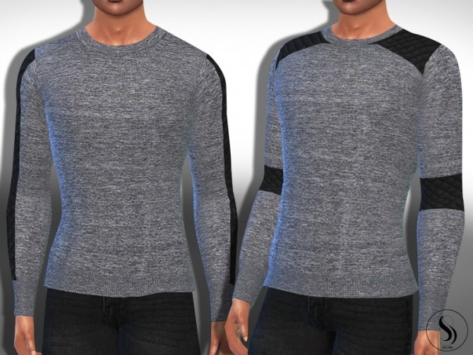 Grey Melange Long Sleeve Tops by Saliwa at TSR » Sims 4 Updates