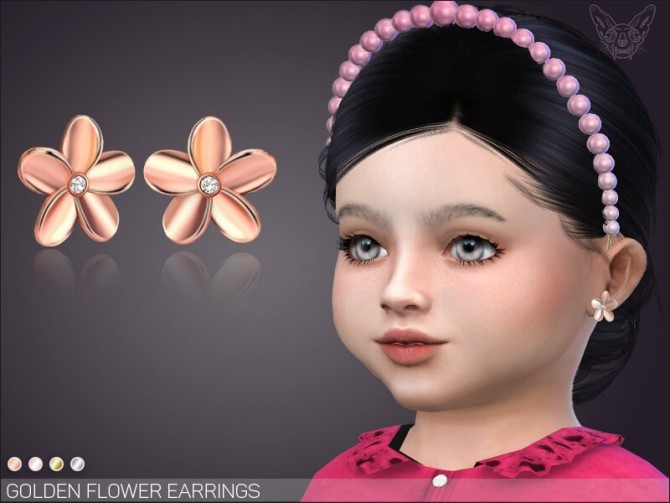 Sims 4 Golden Flower Earrings For Toddlers at Giulietta