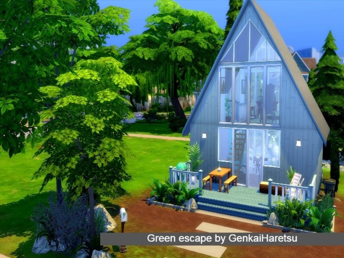 Sims 4 Green Escape house by GenkaiHaretsu at TSR