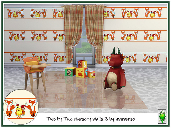 Sims 4 Two by Two Nursery Walls by marcorse at TSR