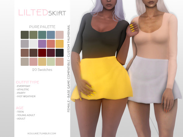 Sims 4 Lilted Skirt by Kouukie at TSR