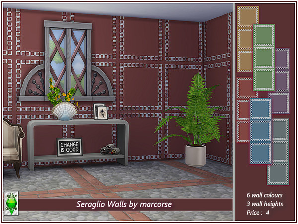 Sims 4 Seraglio Walls by marcorse at TSR