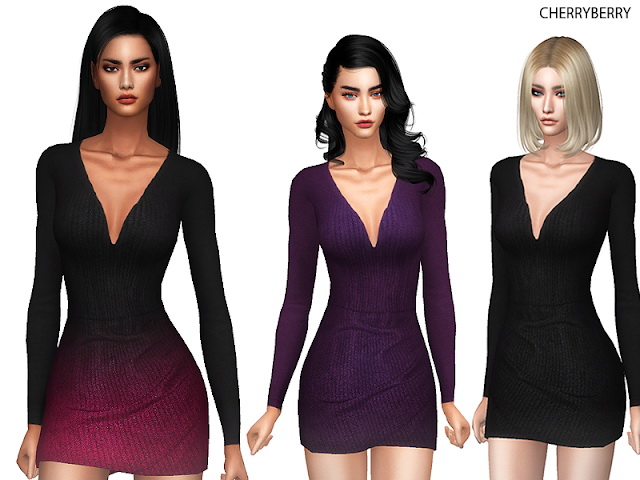 Sims 4 Long Sleeve Mini Dress at Cherryberry