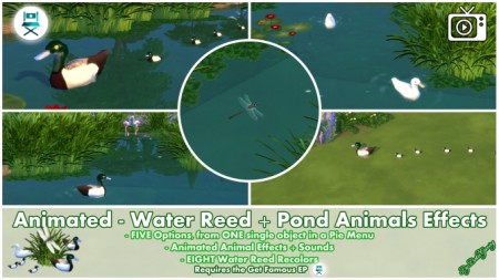 Animated Water Reed + Pond Animals Effects by Bakie at Mod The Sims