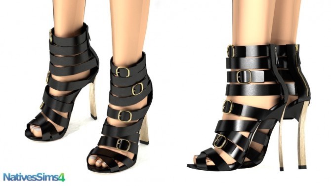 Sims 4 Black Leather Sandals at Natives Sims 4