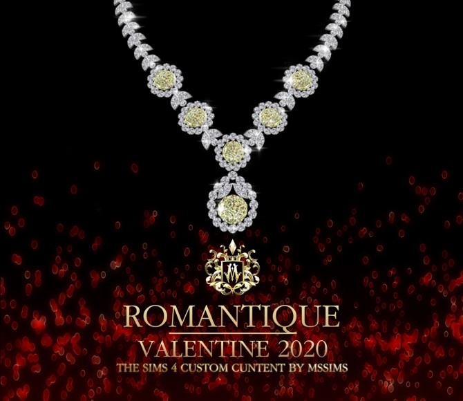Sims 4 ROMANTIQUE NECKLACE & EARRINGS VALENTINE COLLECTION at MSSIMS