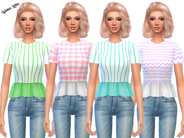 Sims 4 Cute Ruffled Tee Shirts by Wicked Kittie at TSR