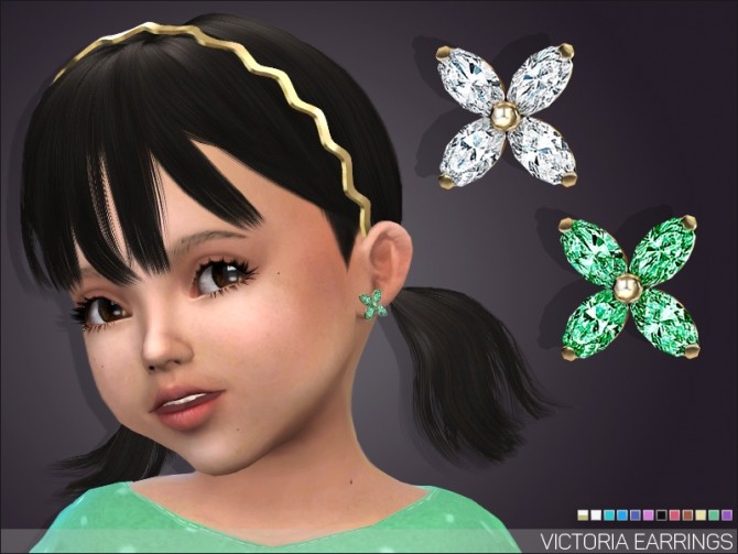 Sims 4 Victoria Stud Earrings for toddlers at Giulietta