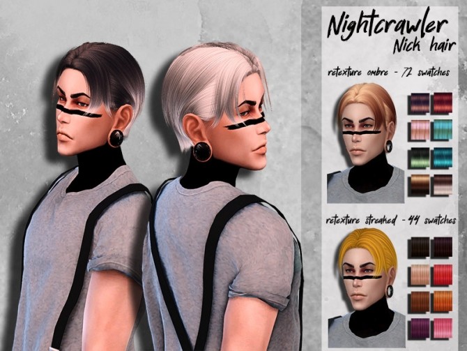 Sims 4 Male hair recolor retexture Nightcrawler Nick by HoneysSims4 at TSR