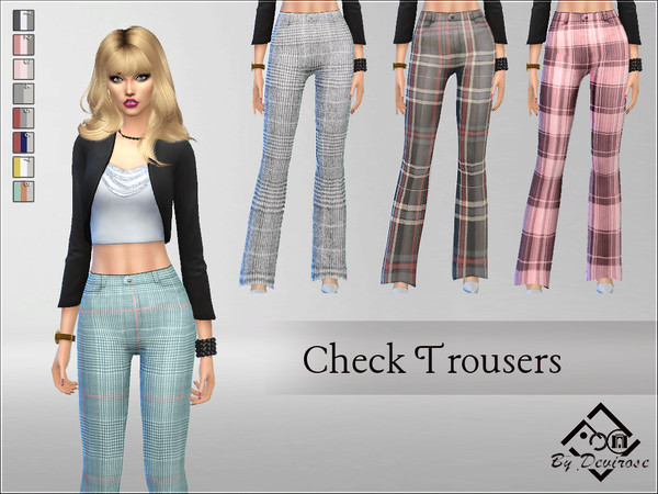 Sims 4 Check Trousers Set by Devirose at TSR