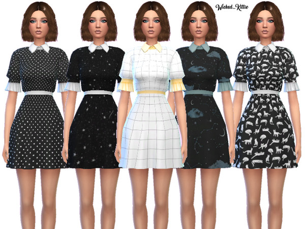 Sims 4 Cute Cuffed and Collared Dresses by Wicked Kittie at TSR