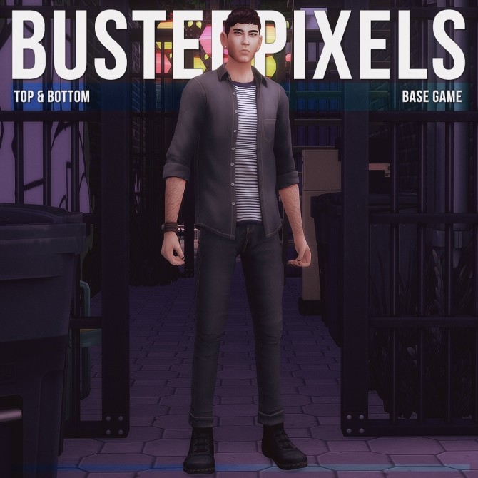 Sims 4 Denim Shirt & Skinny Jeans III No Rips at Busted Pixels