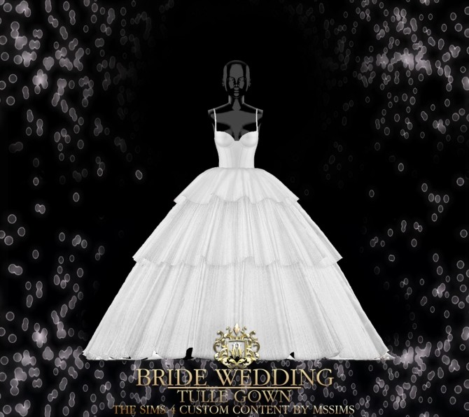 Sims 4 BRIDE WEDDING   TULLE GOWN (P) at MSSIMS