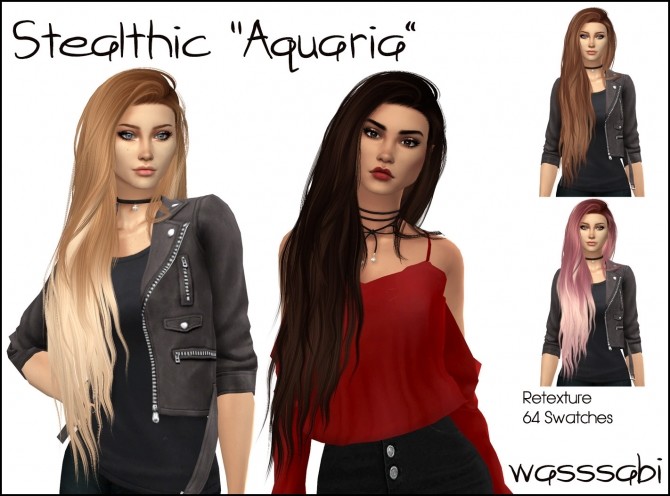 Sims 4 Stealthics Aquaria hair retextured at Wasssabi Sims