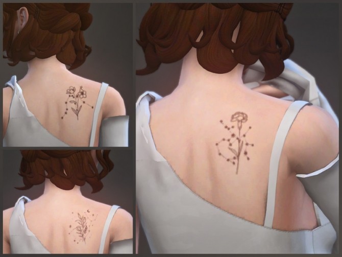 Sims 4 Floral Constellations tattoos by sugar owl at TSR