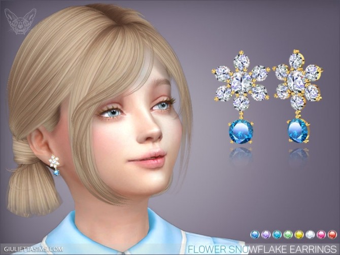 Sims 4 Flower Snowflake Earrings For Kids at Giulietta