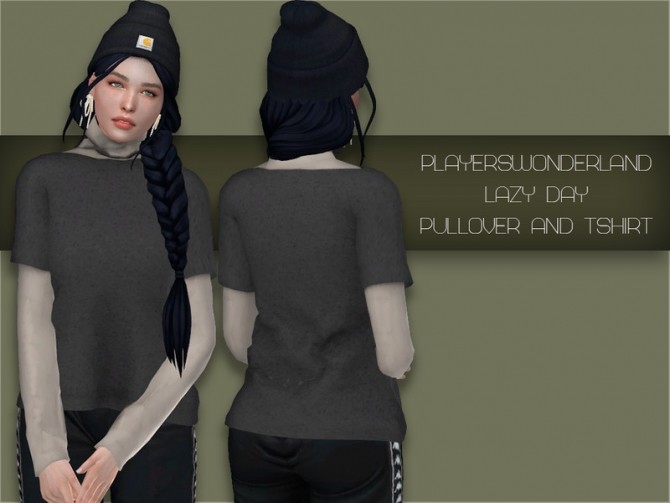 Sims 4 Lazy Day pullover and t shirt by PlayersWonderland at TSR