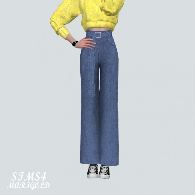 Sims 4 Love Long Belt Jeans at Marigold